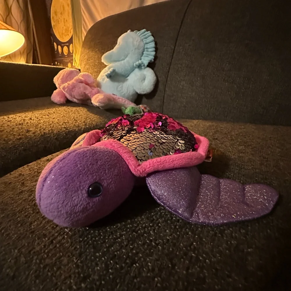 Sea Animal Plush Toy Set - Seahorse, Dolphin with Baby, Turtles
